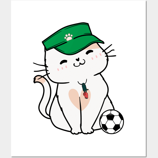 Persian Cat Playing Soccer Wall Art by Pet Station